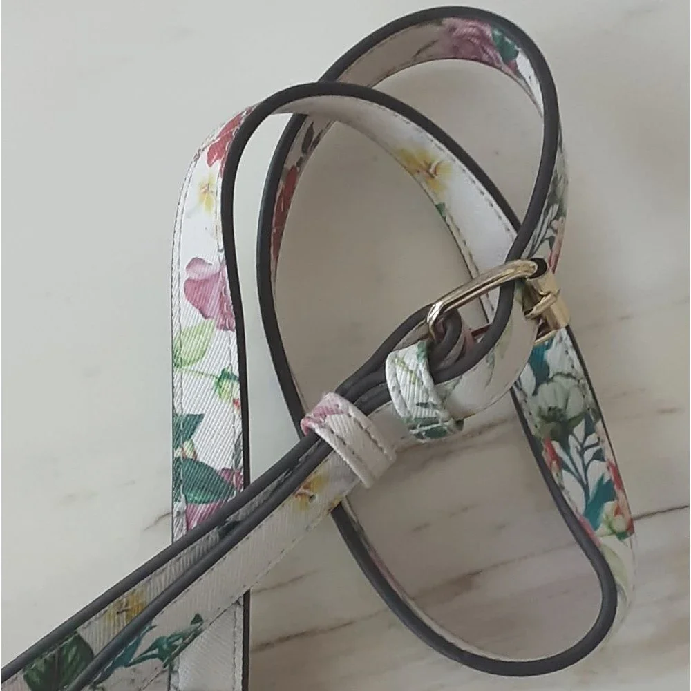 STEVE MADDEN Textured Faux Leather Summer Floral Crossbody Bag